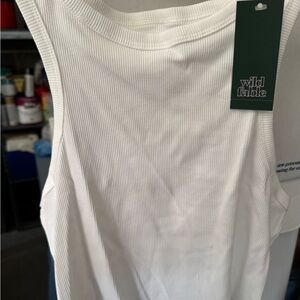 Wild Fable White Ribbed Sleeveless Tank Top